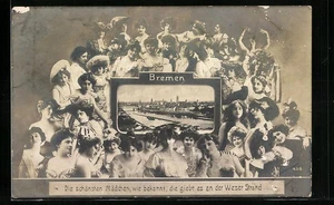 Ansichtskarte Bremen, schöne Mädchen vom Weserstrand  - Picture 1 of 2