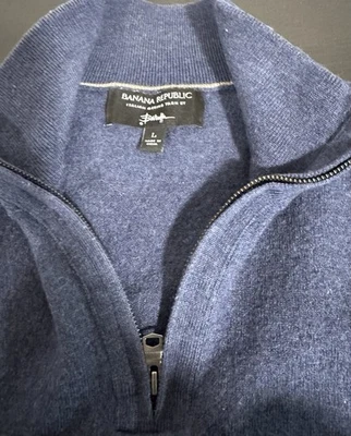 Suéter grande Preppy Banana Republic 100 % lana merino Baruffa 1/4 cremallera para mujer Foto 1 de 4