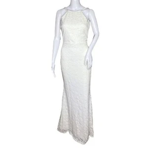 Lulu’s Ephemeral Allure Ivory Lace Maxi Dress Apron Neck Dart Fitted Bodice S - Picture 1 of 9