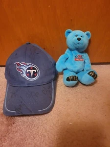 NFL Football Houston Oilers Eddie George Beanie Bear Tennessee Titans Signed Hat - Picture 1 of 6