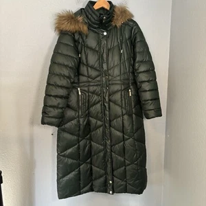 Liz Claiborne Womens Lined Heavyweight Quilted Jacket Dark Green Large Winter - Picture 1 of 9