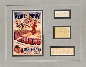 SONJA HENIE, JOHN PAYNE & JACK OAKIE - Island - RAR!! SIGNIERTES MATTIERTES DISPLAY - Bild 1 von 2
