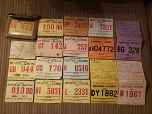 1940-1967 Kunststoff OHIO Jagdschein mit altem Kunstlederhalter 17 Lizenzen - Bild 1 von 6