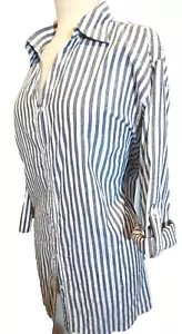 Blusa túnica talla grande con botones - Rayas - Talla 3X hilo metálico Company One - Imagen 1 de 8
