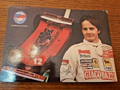 Gilles Villeneuve,1980s Sponsor Giacobazzi postcard,Ferrari 312 T4 Monaco G.P Cover