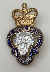 The Royal British Legion Pin Silver-Tone Lion Gold-Tone Crown + Blue - Lapel Pin - Picture 1 of 14