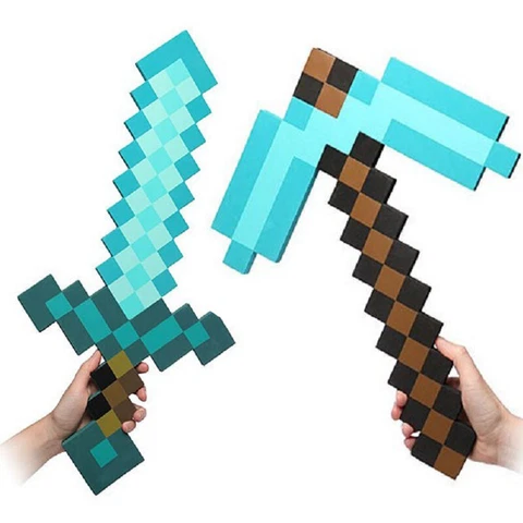 12'' MineCraft Diamond Sword & Pickaxe Soft EVA Foam Weapon Model Kids Toys Gift Cover