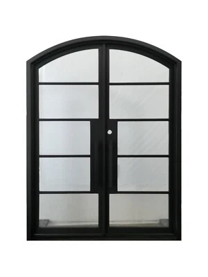 Travis Double Front Entry Wrought Iron Door Clear Glass 72" x 82" Right Active - Image 1 of 4