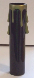 4" BLACK PLASTIC CANDELABRA SOCKET CANDLE COVER WITH GOLD DRIPS 7/8"O.D. 50296J - Picture 1 of 2