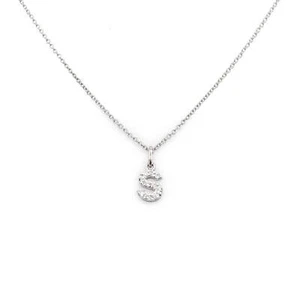 Girocollo Iniziale S in Oro Bianco con Diamanti - Picture 1 of 1