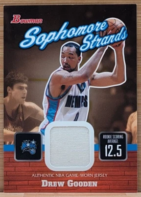 2003-04 BOWMAN DREW GOODEN SOPHOMORE STRANDS GAME USED RELIC PISTONS - Image 1 of 2