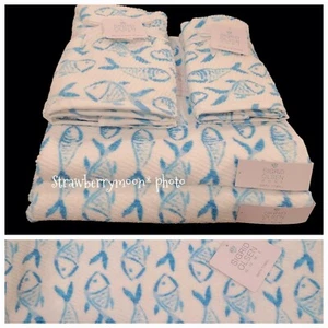 6pc Sigrid Olsen Coastal Tropical Blue Fish Bath Hand Tip Towel Set 100% Cotton - Picture 1 of 8