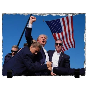 Donald Trump Rally Assassination Attempt on Rock 7.9” X 5.9” Stone Plaque - Picture 1 of 2