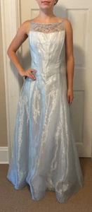 Vintage Y2K Scott McClintock Pale Blue Irridescent Prom Princess Ball Gown Sz 8 - Picture 1 of 7