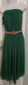 Women's Jade Color High Waist 2-in 1 Skirt Long Flared to Dress - Picture 1 of 4
