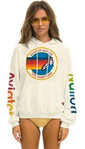 Aviator Nation Venice Logo Relaxed Pullover Hoodie - Vintage White Size XS - Picture 1 of 3