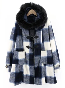 LE COMPTOIR DU MANTEAU 98209A Women Coat 2XL Toggles Wool Blend Faux Fur Hooded - Picture 1 of 9