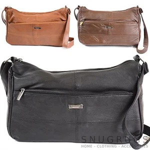 Bolso de mano de cuero napa súper suave para mujer / bolso de hombro (negro, marrón oscuro, bronceado - Imagen 1 de 7