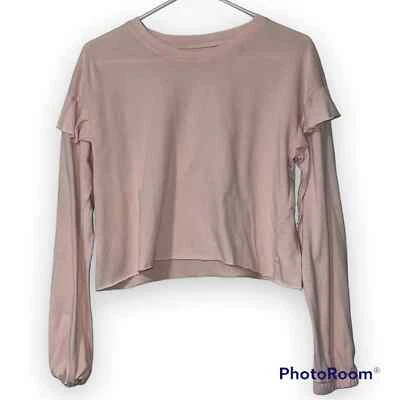 Arizona Jean Co Grande Recortado Rosa Marchito Rosa Manga Larga Volantes Hombro Nuevo Con Etiquetas Foto 1 de 4