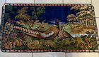 Vintage PHEASANTS Tapestry Wall Hanging Rug 19 x 37,  Made in ITALY, Vivid Color