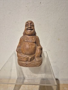 Buda de madera talla riendo (K4) - Imagen 1 de 9
