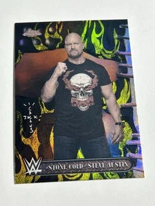 2025 Topps Chrome Cactus Jack Stone Cold Steve Austin Yellow Black Flames - Picture 1 of 2