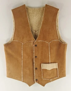 Overland Sheep Skin Co Taos NM Full Snap Lammfell Leder Wolle Weste Herren XL - Bild 1 von 10