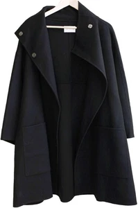 LATTELIER Black HIGH NECK SWING COAT 85% Wool / 15% Cashmere OVERSIZE L / XL - Picture 1 of 4