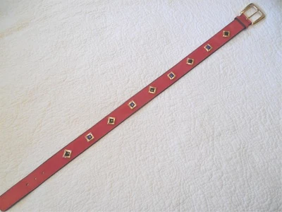 Vintage ESCADA Red Suede Jeweled Studded Gem Belt 38 -  Fits 28 to 30in Waist - Image 1 of 4