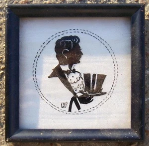 Handpainted Framed Silhouette Colonial Man Signed Gertrude Brandon Vintage - Picture 1 of 2
