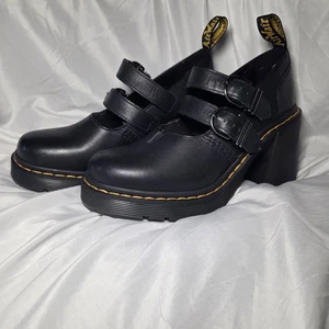 Dr Martens Eviee Black Mary Jane Chunky Platform Heel Leather Shoes Size 7 Y2K - Picture 1 of 14