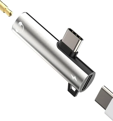 2 in 1 Type-C USB C to 3.5mm AUX Audio Headphone Jack Adapter Charger Cable New - Image 1 of 4