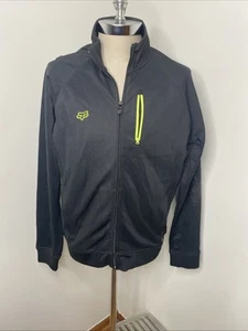 FOX Racing Softshell Jacket Black XL Style 06218 Zipper Pockets Green Logo - Picture 1 of 11
