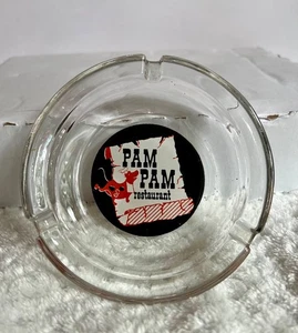 Vintage Pam Pam Restaurant Glass Ashtray Rare Exc Cond Cow - Picture 1 of 8