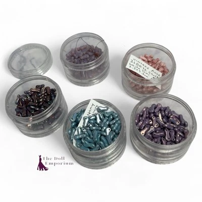 Glass Duo Beads, 2 Hole Beads, Link Beads, 9.5mm - Five Colour Stack - Image 1 of 3