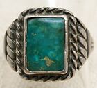 Great 1910s-1920s Uniquely Designed Navajo Ring in Silver & Turquoise size 8-1/2
