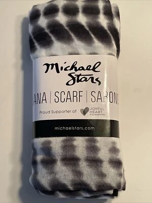 MICHAEL STARS Negro Blanco Caimán Tie Dye Ruana Bufanda Sarong 41" X 72" Nuevo en Paquete Foto 1 de 4