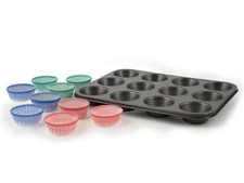 GUARDINI Stampo muffin 12 Posti Antiaderente con Pirottini 27x36cm