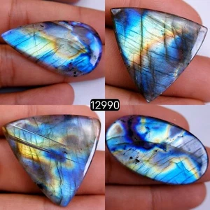 4 Pcs 110Cts Natural Labradorite Loose Cabochon Gemstone Lot 27x27-40x22mm#12990 - Picture 1 of 6
