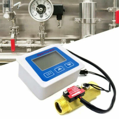 Digital LCD Display Water Flow Sensor Meter Flowmeter Rotameter Temperature - Image 1 of 4