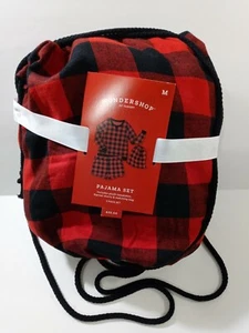 Target Women's Red Black Check 3pc Backpack and Pajama shortSet Wondershop  Sz M - Picture 1 of 5