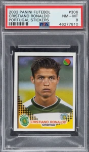 2002 Panini Futebol Portugal Stickers #306 Cristiano Ronaldo ROOKIE PSA 8 - Foto 1 di 4