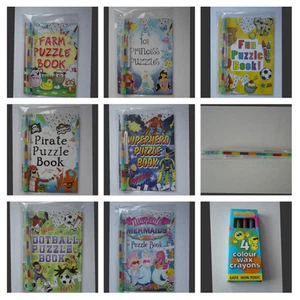 Puzzle Book & Stacker Pencil Crayon, themed, ideal wedding, party bag gift etc - Picture 1 of 10