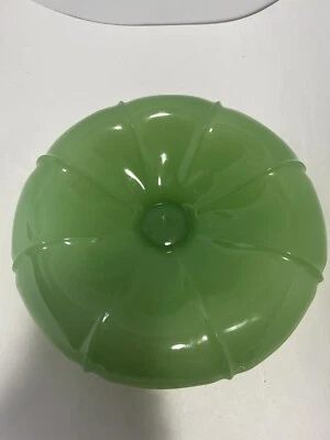 Antique Fenton Jadeite Green 10.5” Compote Footed Rolled Edge Console Bowl/Dish - Image 1 of 4