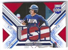 2019 Panini Elite Extra Edition Corbin Carroll Game Used USA Jersey Card /5