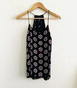 Express Barcelona Blue Green Floral Reversible Sleeveless V Neck Blouse Small - Picture 1 of 8