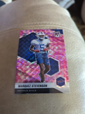 2021 Panini Mosaic Football Marquez Stevenson #390 Rookie Pink Camo Mosaic Prizm - Image 1 of 2