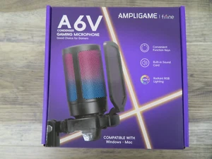 Fifine Ampligame A6V USB Gaming Microphone RGB Light w/ Pop Filter + Shock Mount - Picture 1 of 1