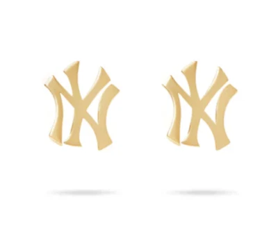 Sterling Silver NY Yankees Stud Earrings Stamped M925 MLB - 14K Gold Vermeil - Image 1 of 2