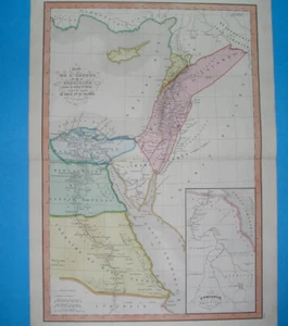 1865 rare ORIGINAL MAP HOLY LAND PALESTINE CYPRUS ISRAEL JORDAN JERUSALEM Moses - Picture 1 of 9